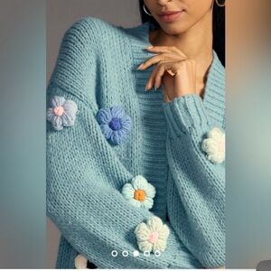 Blue Floral Knit Sweater